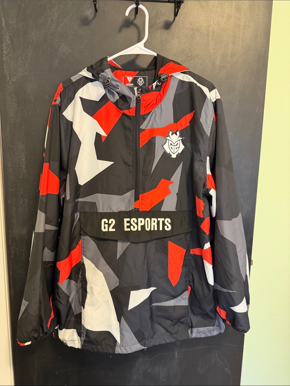 G2 Esports Nations Camo Anorak Windbreaker Jacket Pullover Red Gray White Large